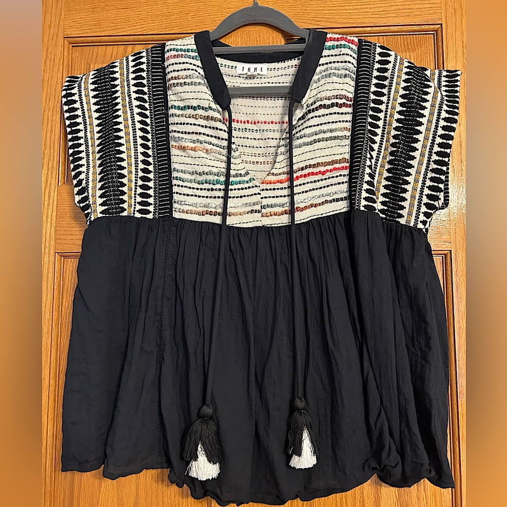 THML - Black And Woven Top